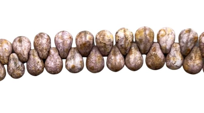 Tear Drops 6x4mm Lava Etch Bronze 25bds/str aprox