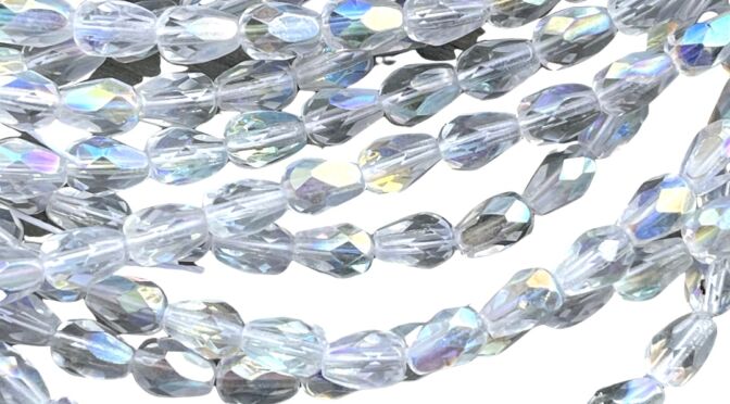 Drop 7X5mm Crystal AB x 50 bds/str