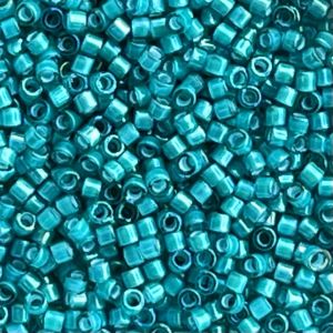 Delica Bead White Lined Teal AB