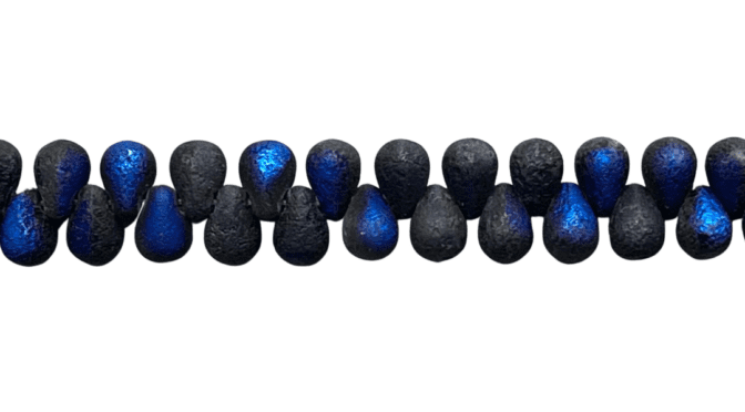 Tear Drops 6x4mm  Etch Jet Azuro 25bds/str aprox