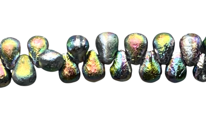 Tear Drops 6x4mm  Etch Vitrail 25bds/str aprox