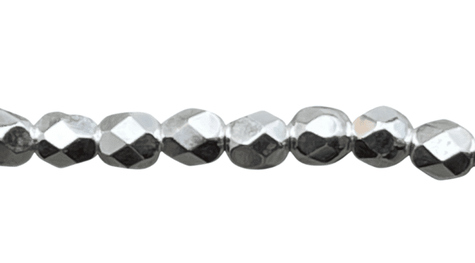 FirePolish 4mm Silver Plate 40bds/str