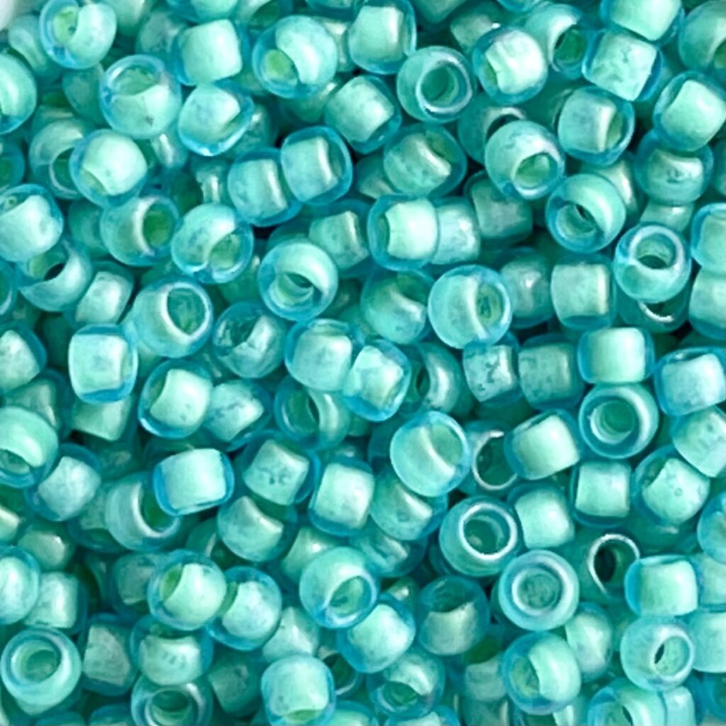 Round #8 Inside-Color Fosted Aqua lt. Jonquil - Lined