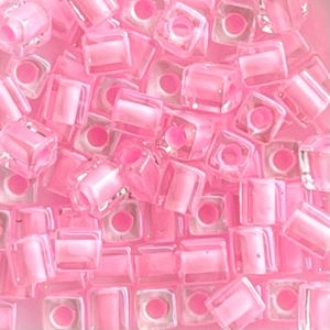 Square 4mm Transparent Color Lined Pink
