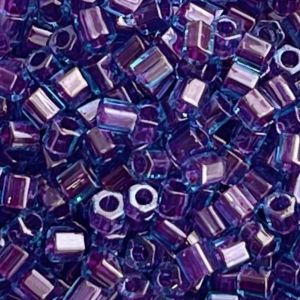 Toho Hexagon #8 Inside Color Aqua Purple Lined