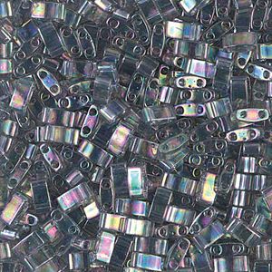 Half Tila Dk Transparent Gray Rainbow Luster X 10 GRS