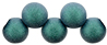 Top Hole Round 6mm Satin Metallic Turquoise