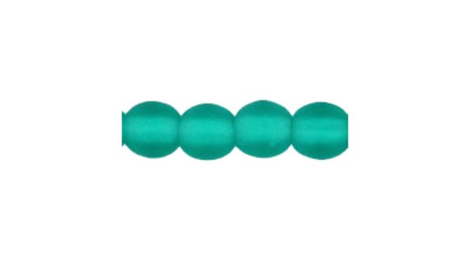 Round Bead 4mm MatteTransparent Emerald 100bds/str