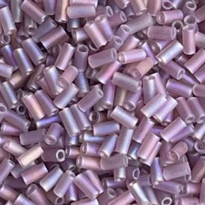 Bugle #1 (3mm) Transparent Matte Smoky Amethyst AB