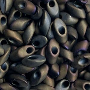 Long Magatama Matte Metallic Olive Iris