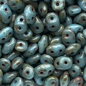 SuperDuo 5x2mm Blue Turquoise Picasso