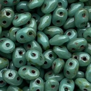 SuperDuo 5x2mm Opaque Turquoise Picasso